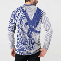Samoa Pago Pago Aeto Button Sweatshirt Wingstyle Blue-White Color - Polynesian Pride