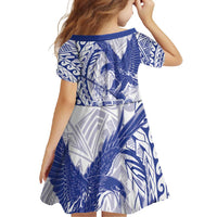 Samoa Pago Pago Aeto Family Matching Off Shoulder Maxi Dress and Hawaiian Shirt Wingstyle Blue-White Color - Polynesian Pride