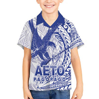 Samoa Pago Pago Aeto Kid Hawaiian Shirt Wingstyle Blue-White Color - Polynesian Pride