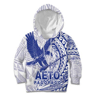 Samoa Pago Pago Aeto Kid Hoodie Wingstyle Blue-White Color - Polynesian Pride