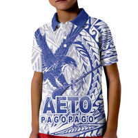 Samoa Pago Pago Aeto Kid Polo Shirt Wingstyle Blue-White Color - Polynesian Pride