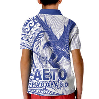 Samoa Pago Pago Aeto Kid Polo Shirt Wingstyle Blue-White Color - Polynesian Pride