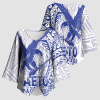 Samoa Pago Pago Aeto Kimono Sleeve Blouse Wingstyle Blue-White Color - Polynesian Pride