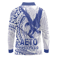 American Samoa Pago Pago Aeto Long Sleeve Polo Shirt Wingstyle Blue-White Color LT03 - Polynesian Pride