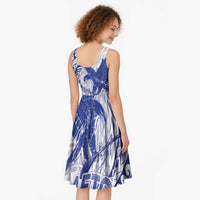 Samoa Pago Pago Aeto Midi Dress Wingstyle Blue-White Color - Polynesian Pride