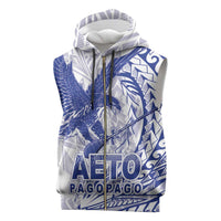 Samoa Pago Pago Aeto Sleeveless Zip Hoodie Wingstyle Blue-White Color - Polynesian Pride