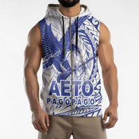 Samoa Pago Pago Aeto Sleeveless Zip Hoodie Wingstyle Blue-White Color - Polynesian Pride