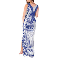 Samoa Pago Pago Aeto Tank Maxi Dress Wingstyle Blue-White Color - Polynesian Pride