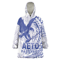 Samoa Pago Pago Aeto Wearable Blanket Hoodie Wingstyle Blue-White Color - Polynesian Pride