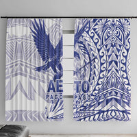 Samoa Pago Pago Aeto Window Curtain Wingstyle Blue-White Color - Polynesian Pride