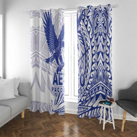 Samoa Pago Pago Aeto Window Curtain Wingstyle Blue-White Color - Polynesian Pride