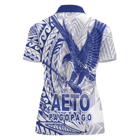 Samoa Pago Pago Aeto Women Polo Shirt Wingstyle Blue-White Color - Polynesian Pride