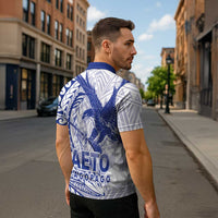 Samoa Pago Pago Aeto Zipper Polo Shirt Wingstyle Blue-White Color - Polynesian Pride