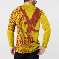 Samoa Pago Pago Aeto Button Sweatshirt Wingstyle Red-Gold Color - Polynesian Pride