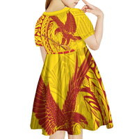 Samoa Pago Pago Aeto Kid Short Sleeve Dress Wingstyle Red-Gold Color - Polynesian Pride