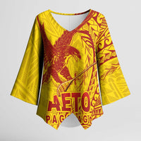 Samoa Pago Pago Aeto Kimono Sleeve Blouse Wingstyle Red-Gold Color - Polynesian Pride