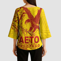 Samoa Pago Pago Aeto Kimono Sleeve Blouse Wingstyle Red-Gold Color - Polynesian Pride