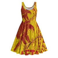 Samoa Pago Pago Aeto Midi Dress Wingstyle Red-Gold Color - Polynesian Pride