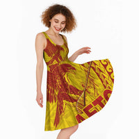 Samoa Pago Pago Aeto Midi Dress Wingstyle Red-Gold Color - Polynesian Pride