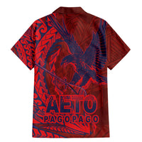 Samoa Pago Pago Aeto Family Matching Mermaid Dress and Hawaiian Shirt Wingstyle Red-Blue Color - Polynesian Pride