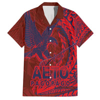Samoa Pago Pago Aeto Family Matching Puletasi and Hawaiian Shirt Wingstyle Red-Blue Color - Polynesian Pride