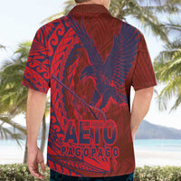 Samoa Pago Pago Aeto Hawaiian Shirt Wingstyle Red-Blue Color - Polynesian Pride