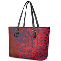 Samoa Pago Pago Aeto Leather Tote Bag Wingstyle Red-Blue Color - Polynesian Pride