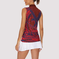 Samoa Pago Pago Aeto Women Sleeveless Polo Shirt Wingstyle Red-Blue Color - Polynesian Pride