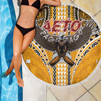 Samoa Pago Pago Aeto Beach Blanket Bald Eagle with Polynesian Art Tattoos - Polynesian Pride