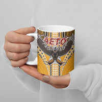 Samoa Pago Pago Aeto Ceramic Mug Bald Eagle with Polynesian Art Tattoos - Polynesian Pride