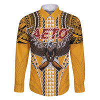 Samoa Pago Pago Aeto Family Matching Long Sleeve Bodycon Dress and Hawaiian Shirt Bald Eagle with Polynesian Art Tattoos - Polynesian Pride