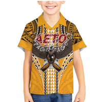 Samoa Pago Pago Aeto Family Matching Mermaid Dress and Hawaiian Shirt Bald Eagle with Polynesian Art Tattoos - Polynesian Pride