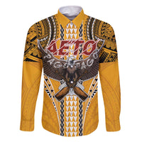 Samoa Pago Pago Aeto Family Matching Off The Shoulder Long Sleeve Dress and Hawaiian Shirt Bald Eagle with Polynesian Art Tattoos - Polynesian Pride