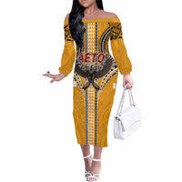 Samoa Pago Pago Aeto Family Matching Off The Shoulder Long Sleeve Dress and Hawaiian Shirt Bald Eagle with Polynesian Art Tattoos - Polynesian Pride