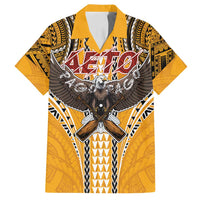 Samoa Pago Pago Aeto Family Matching Summer Maxi Dress and Hawaiian Shirt Bald Eagle with Polynesian Art Tattoos - Polynesian Pride