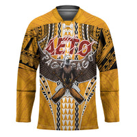 Samoa Pago Pago Aeto Hockey Jersey Bald Eagle with Polynesian Art Tattoos - Polynesian Pride