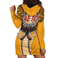 Samoa Pago Pago Aeto Hoodie Dress Bald Eagle with Polynesian Art Tattoos - Polynesian Pride