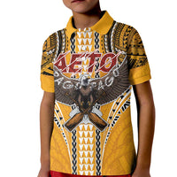 Samoa Pago Pago Aeto Kid Polo Shirt Bald Eagle with Polynesian Art Tattoos - Polynesian Pride