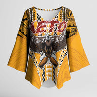 American Samoa Pago Pago Aeto Kimono Sleeve Blouse Bald Eagle with Polynesian Art Tattoos LT03 Female Yellow - Polynesian Pride