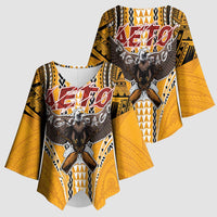 American Samoa Pago Pago Aeto Kimono Sleeve Blouse Bald Eagle with Polynesian Art Tattoos LT03 - Polynesian Pride