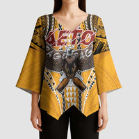 American Samoa Pago Pago Aeto Kimono Sleeve Blouse Bald Eagle with Polynesian Art Tattoos LT03 - Polynesian Pride