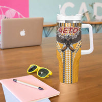 Samoa Pago Pago Aeto Tumbler With Handle Bald Eagle with Polynesian Art Tattoos - Polynesian Pride