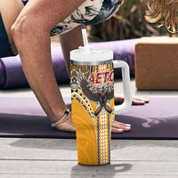 Samoa Pago Pago Aeto Tumbler With Handle Bald Eagle with Polynesian Art Tattoos - Polynesian Pride