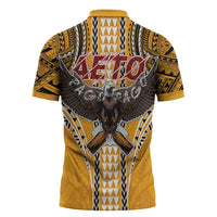 Samoa Pago Pago Aeto Zipper Polo Shirt Bald Eagle with Polynesian Art Tattoos - Polynesian Pride