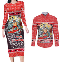 new-zealand-christmas-couples-matching-long-sleeve-bodycon-dress-and-long-sleeve-button-shirts-santa-catch-the-wave-maori-pattern-retro-style