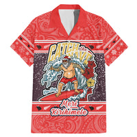 New Zealand Christmas Family Matching Mermaid Dress and Hawaiian Shirt Santa Catch The Wave Maori Pattern Retro Style LT03 Dad's Shirt - Short Sleeve Red - Polynesian Pride