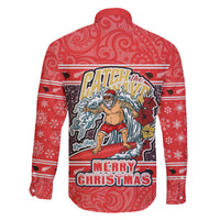 New Zealand Christmas Family Matching Off Shoulder Long Sleeve Dress and Hawaiian Shirt Santa Catch The Wave Maori Pattern Retro Style LT03 - Polynesian Pride