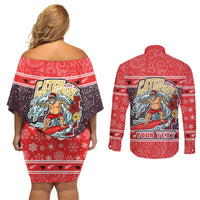 custom-new-zealand-christmas-couples-matching-off-shoulder-short-dress-and-long-sleeve-button-shirts-santa-catch-the-wave-maori-pattern-retro-style