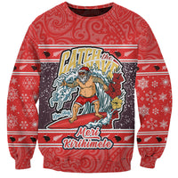 custom-new-zealand-christmas-sweatshirt-santa-catch-the-wave-maori-pattern-retro-style