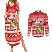 tonga-christmas-couples-matching-summer-maxi-dress-and-long-sleeve-button-shirts-the-santa-coat-of-arms-with-ngatu-and-snow-pattern